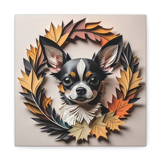 Chihuahua Fall Dog Name Art - 3D Illusion Autumn Pet Portrait - Personalized Dog Lover Gift