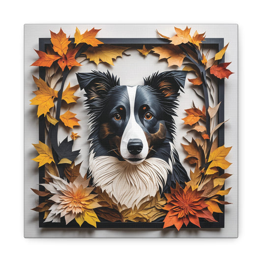 Border Collie Fall Portrait - 3D Illusion Art with Name Personalization