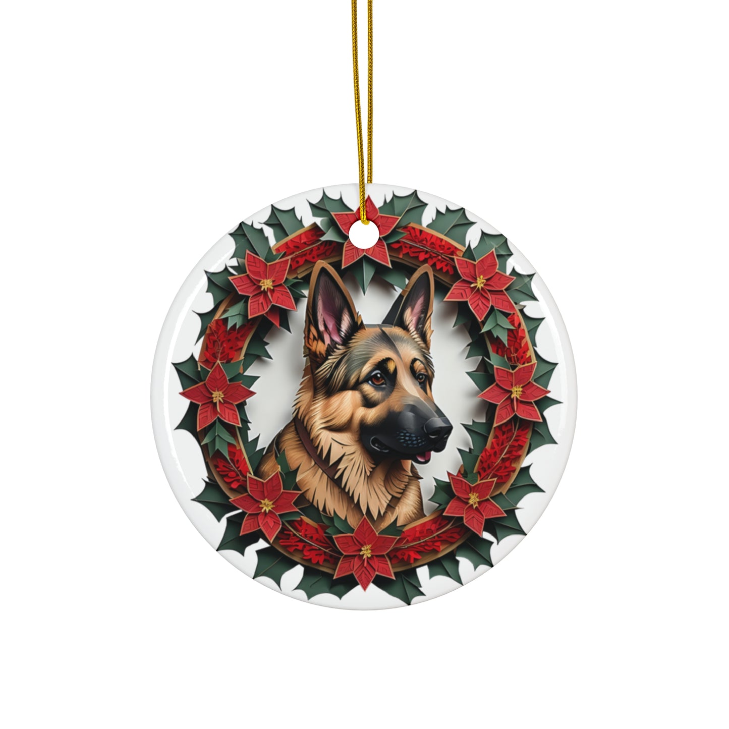 German Shepherd  Collectable Dog Breed Ceramic Ornament - Vintage Papercut Inspired Design