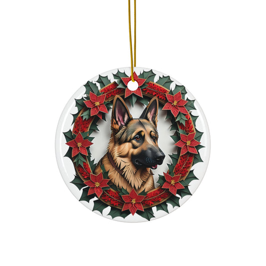 German Shepherd  Collectable Dog Breed Ceramic Ornament - Vintage Papercut Inspired Design
