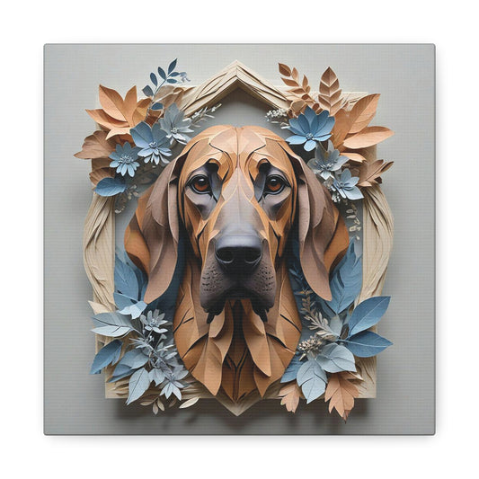 Bloodhound Floral Accent Portrait -  3D Illusion Dog Lover Gift
