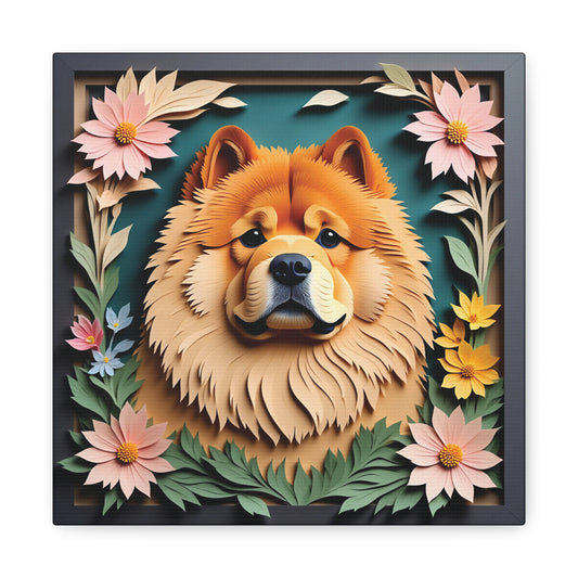 Chow Chow Floral Canvas -  Personalized Dog Name 3D Illusion Dog Decor
