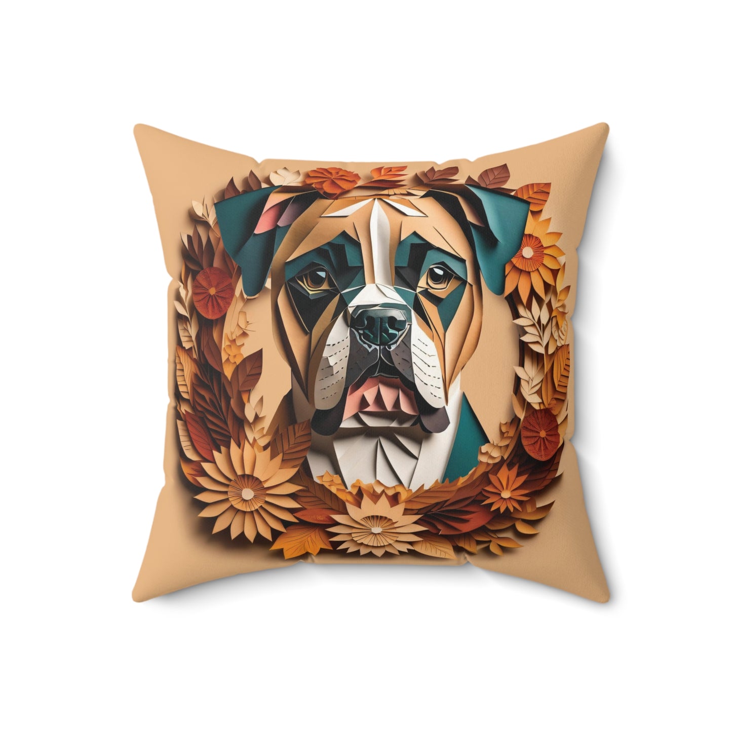 Boxer Holiday Pillow or Pillowcase -  Reversible Fall or Christmas Themed Square Cushion or Cover