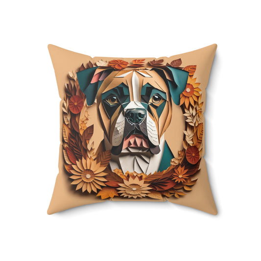 Boxer Holiday Pillow or Pillowcase -  Reversible Fall or Christmas Themed Square Cushion or Cover