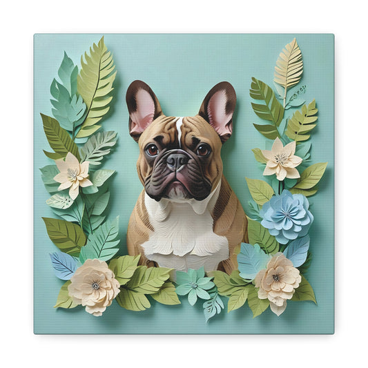 Fawn French Bulldog on Green - 3D Illusion Wall Art for Dog Lovers