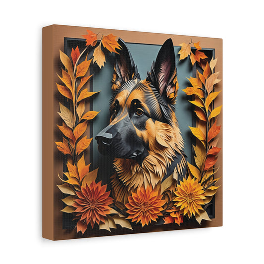 Cozy Autumn German Shepherd Portrait Wall Art -  3D Illusion Art with Name Personalization