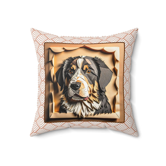 Bernese Mountain Dog Boho Square Pillow