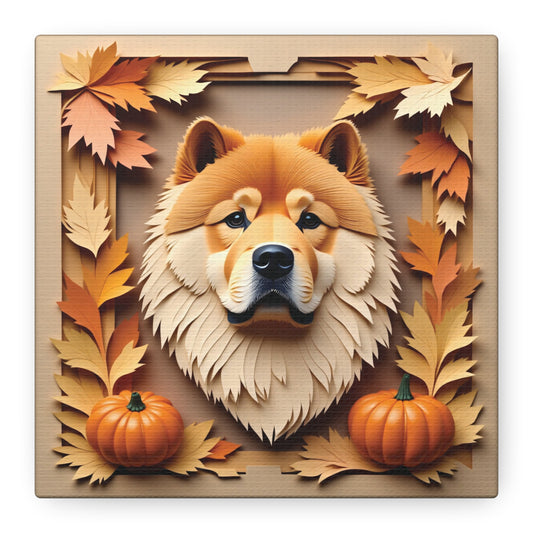 Chow Chow Autumn Wall Art - 3D Illusion Fall Pet Portrait