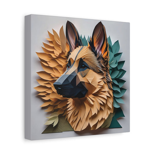German Shepherd Memorial Portrait  - 3D Illusion Art with Name Personalization,