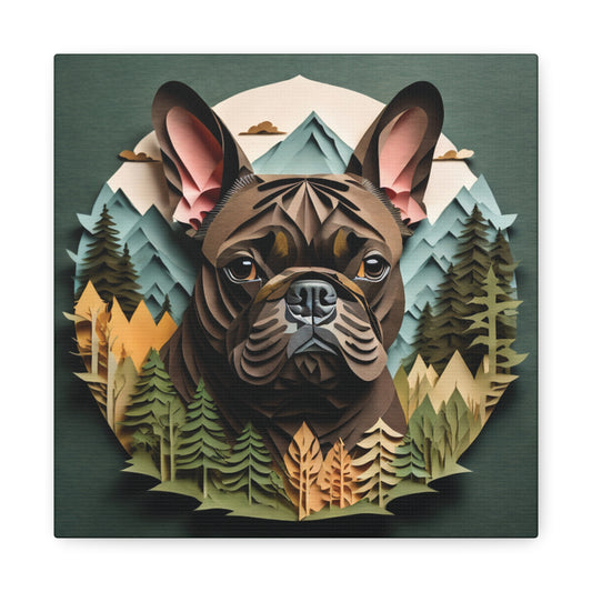 Brindle French Bulldog Wall Art - 3D Illusion Mountain Backdrop Frenchie Memorial