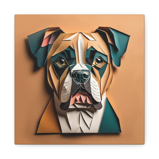 Boxer Portrait in Faux Craft Art Style - Boxer Owner Home Decor or Memorial Gift