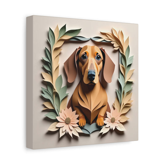 Dachshund Floral Frame Wall Art -  Dachshund Mom Gift or Dog Owner Decor