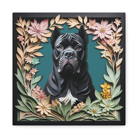 Black Cane Corso with Cropped Ears - 3D Illusion Art, Personalized Dog Memorial Gift