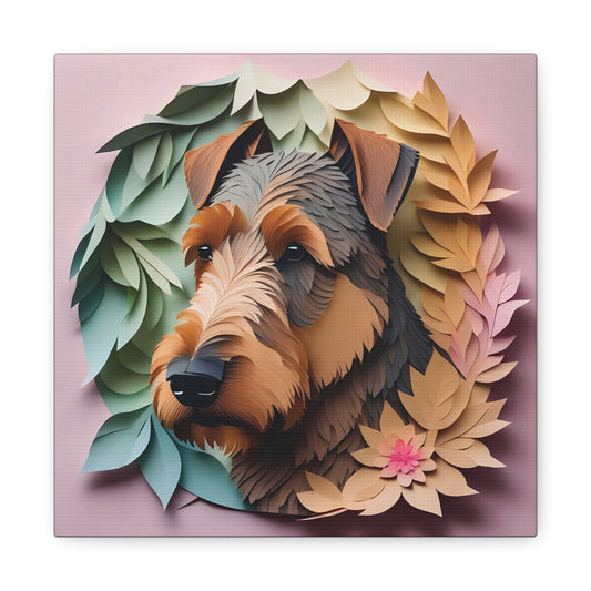 Airedale Terrier 3D Illusion Portrait on Pink Background
