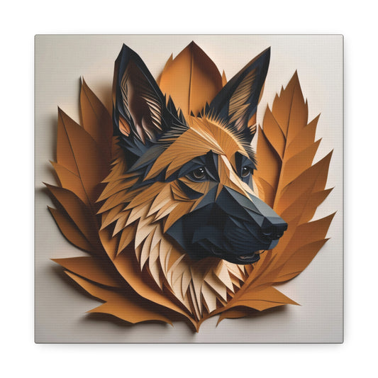 German Shepherd Portrait - Faux Papercut Imitation Dog Lover Wall Art