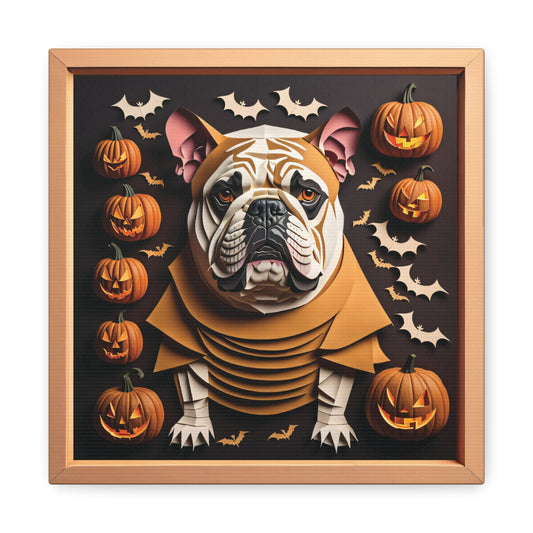 Halloween Bulldog Canvas Print - Fall Holiday Decor or Gift for a Bulldog Lover