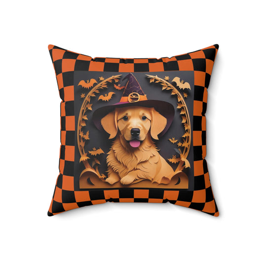 Golden Retriever Halloween Pillow - Holiday Dog Decor or Gift for Golden Retriever Lover