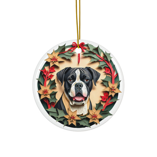 Boxer Collectible Dog Breed Ceramic Ornament - Vintage Papercut Inspired Design