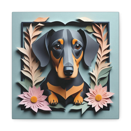 Black Dachshund Botanical Frame Wall Art - Dachshund Mom Gift or Dog Lover Decor
