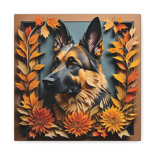 Cozy Autumn German Shepherd Portrait Wall Art -  3D Illusion Art with Name Personalization