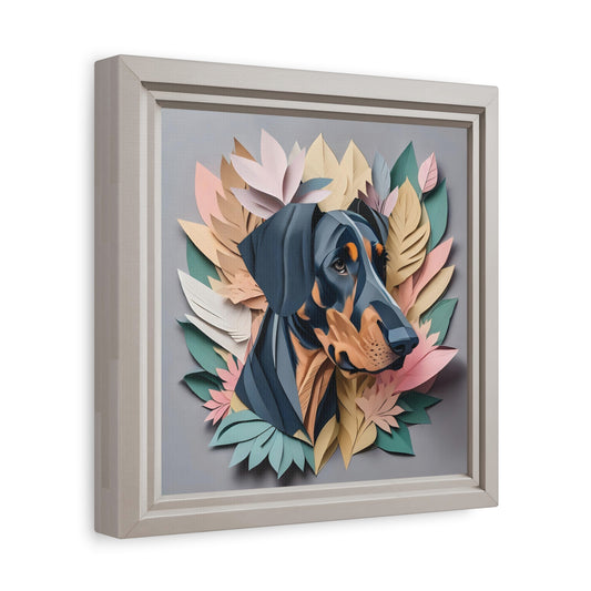 Doberman Portrait in Pastel Leaves - Doberman Lover Wall Art - Dobie Memorial Gift