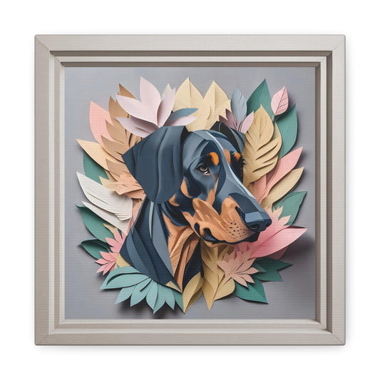 Doberman Portrait in Pastel Leaves - Doberman Lover Wall Art - Dobie Memorial Gift