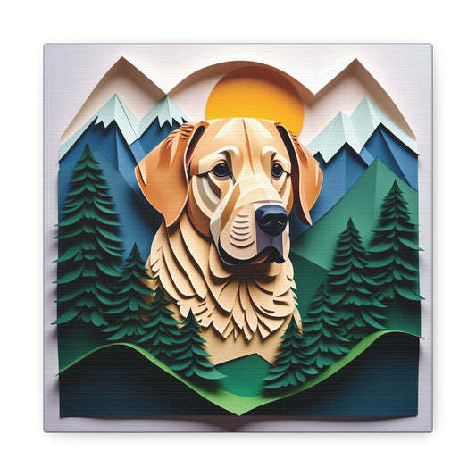 Yellow Labrador Retriever Mountain Scene Art - Personalized Labrador Memorial Gift