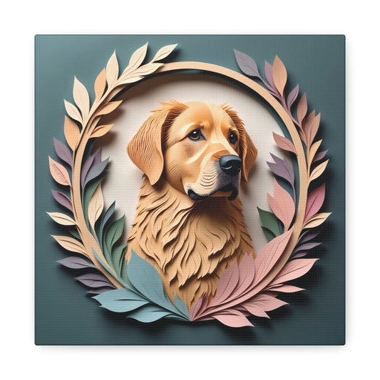 Golden Retriever Floral Wall Art Personalized Dog Name Print