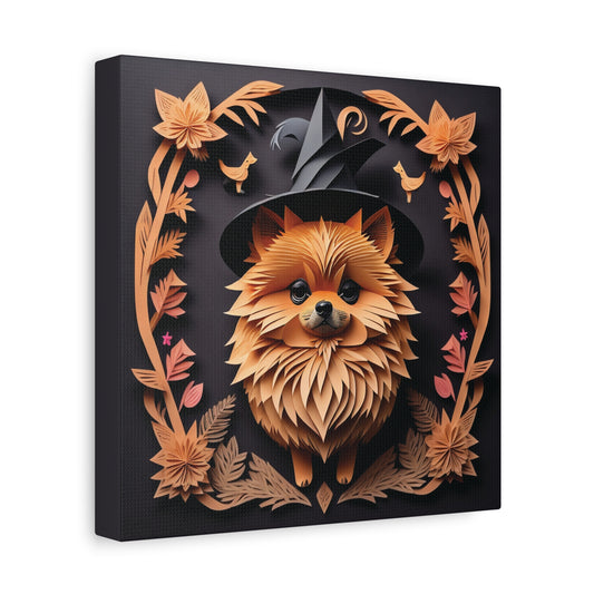 Halloween Pomeranian Wall Art -  Faux Papercut Style Decor