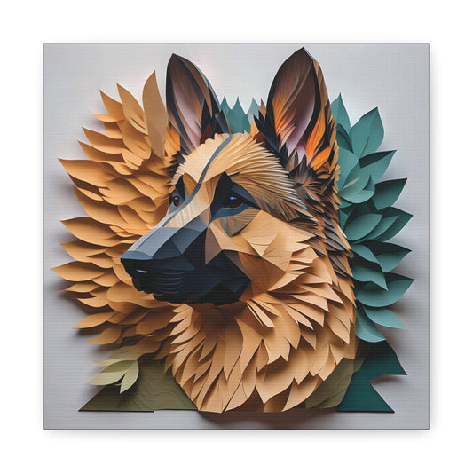 German Shepherd Memorial Portrait  - 3D Illusion Art with Name Personalization,