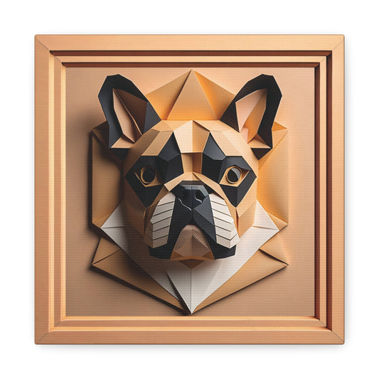 French Bulldog Portrait Origami Style - Faux Paper Craft Bulldog Lover Wall Art