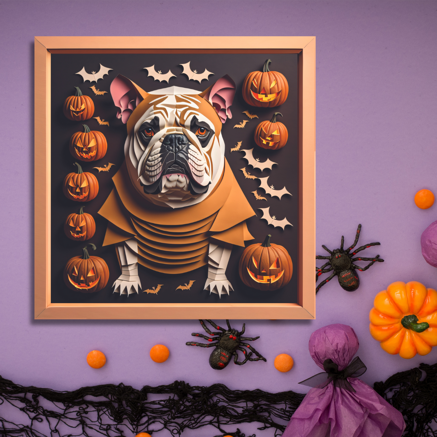 Halloween Bulldog Canvas Print - Fall Holiday Decor or Gift for a Bulldog Lover