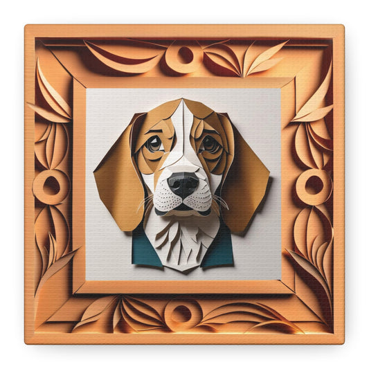 Beagle Portrait on Canvas, Papercut Imitation Dog Lover Wall Art, Dog Owner Gift, Vet Clinic Animal Shelter Décor