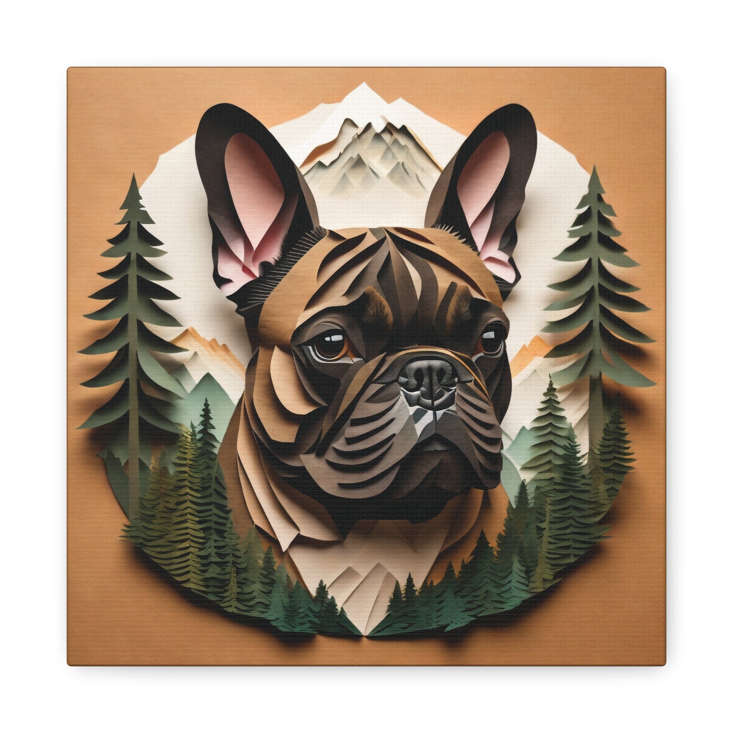 Personalized French Bulldog Wall Art - 3D Illusion Forest & Mountain Frenchie Memorial