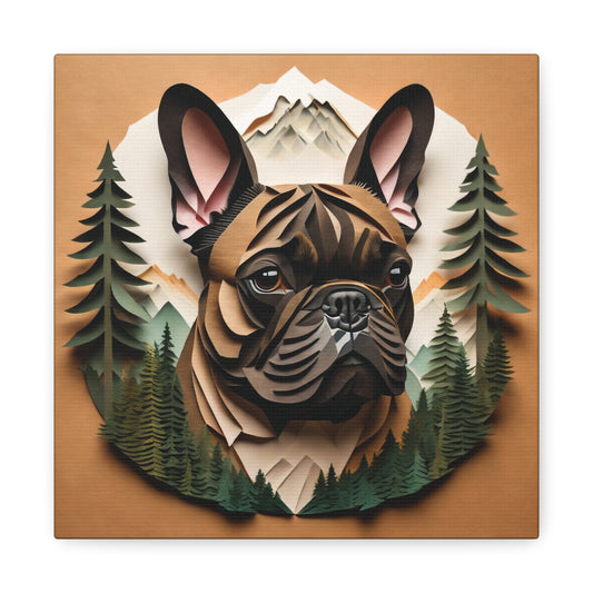 Personalized French Bulldog Wall Art - 3D Illusion Forest & Mountain Frenchie Memorial