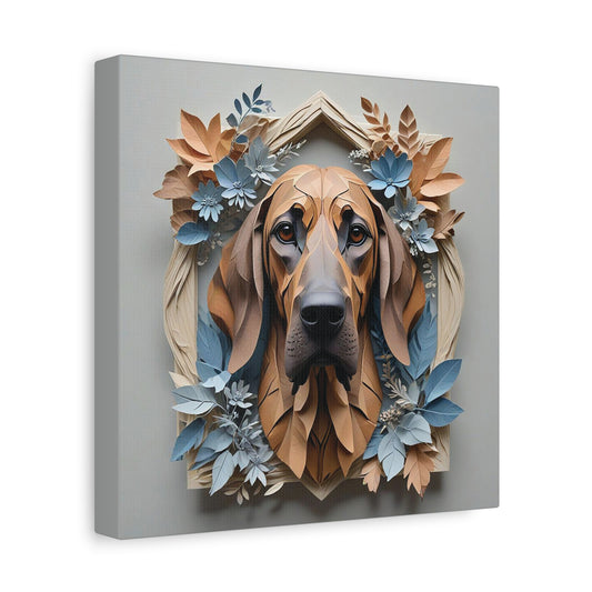 Bloodhound Floral Accent Portrait -  3D Illusion Dog Lover Gift