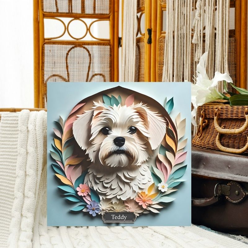 Custom Maltese Dog Print - 3D Illusion Pet Portrait