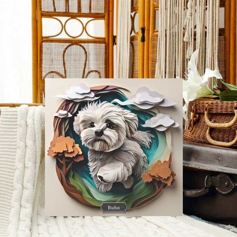Maltese Dog Running Art - Personalized Maltese Decor