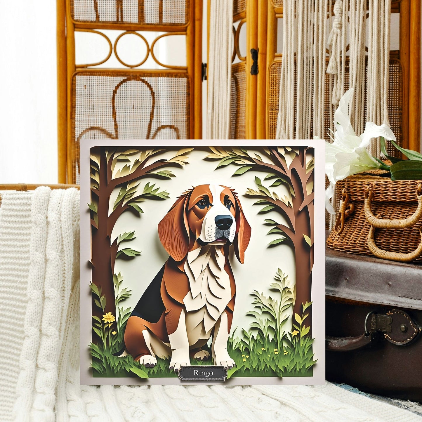 Personalized Basset Hound Canvas  - Craft Inspired Wall Art for Dog Lover