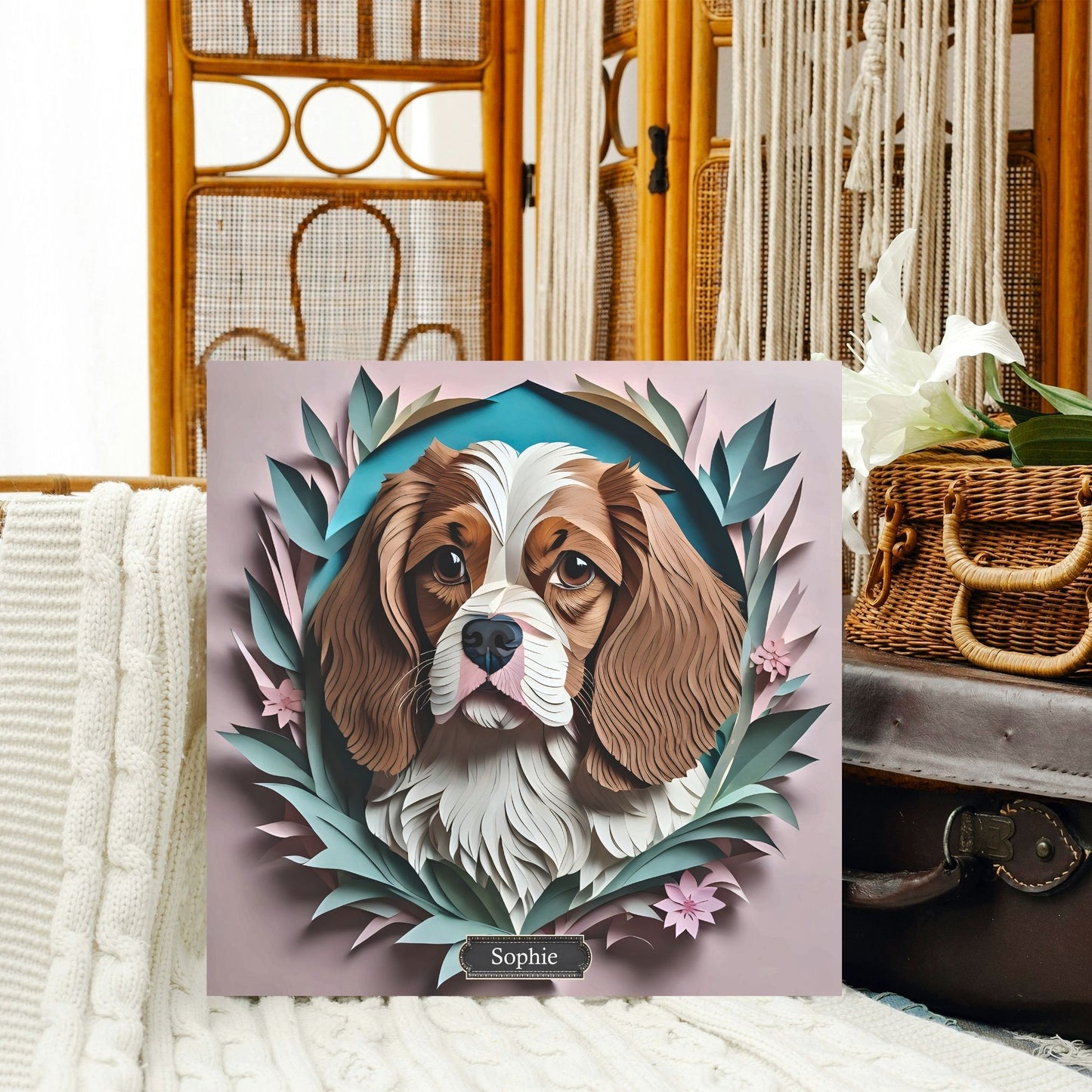 Cavalier King Charles Spaniel Canvas Print - 3D Illusion Cavalier Memorial Art