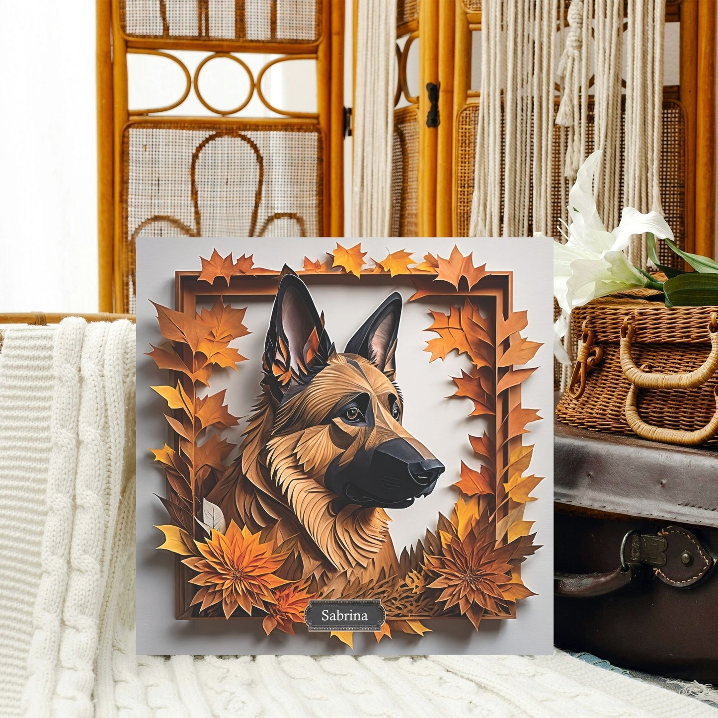 German Shepherd Fall Art - German Shepherd Memorial Gift