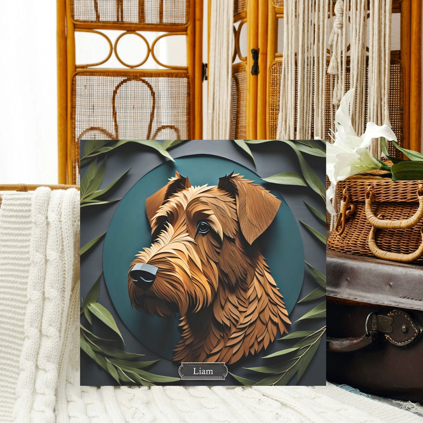 Airedale Terrier 3D Illusion Portrait Forest Theme