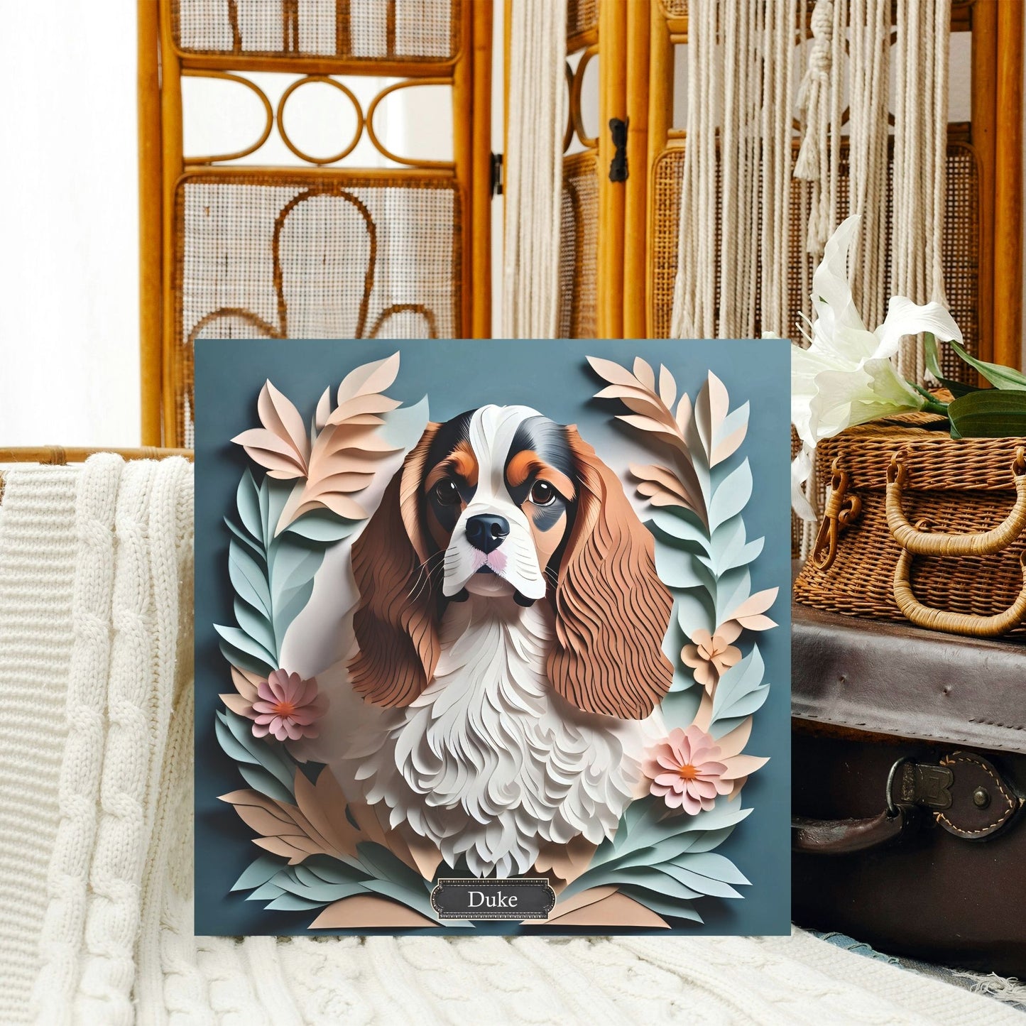 Cavalier King Charles Spaniel Canvas Print -  Name Personalization Cavalier Memorial