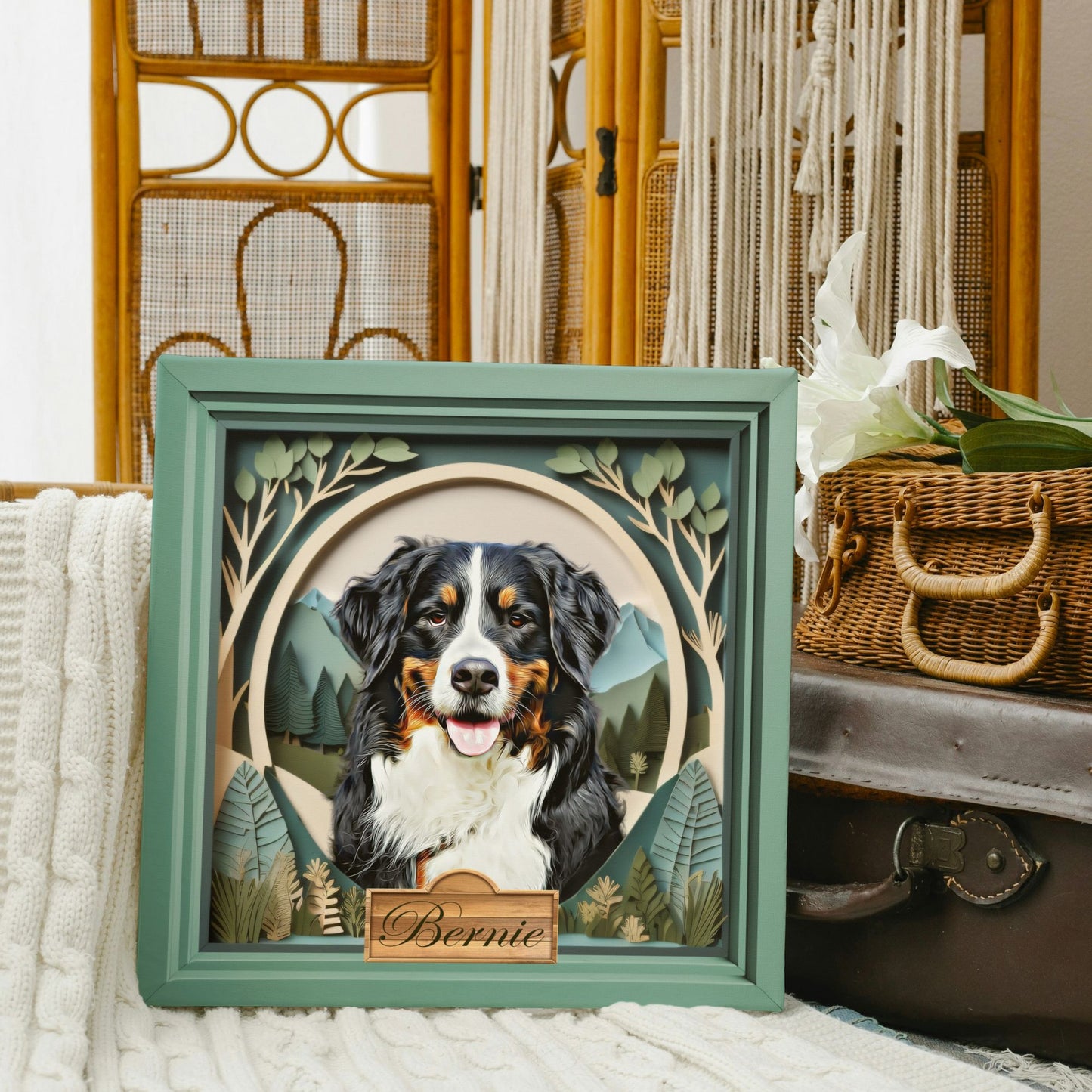 Custom Airbrushed Pet Portrait - Mountain Theme