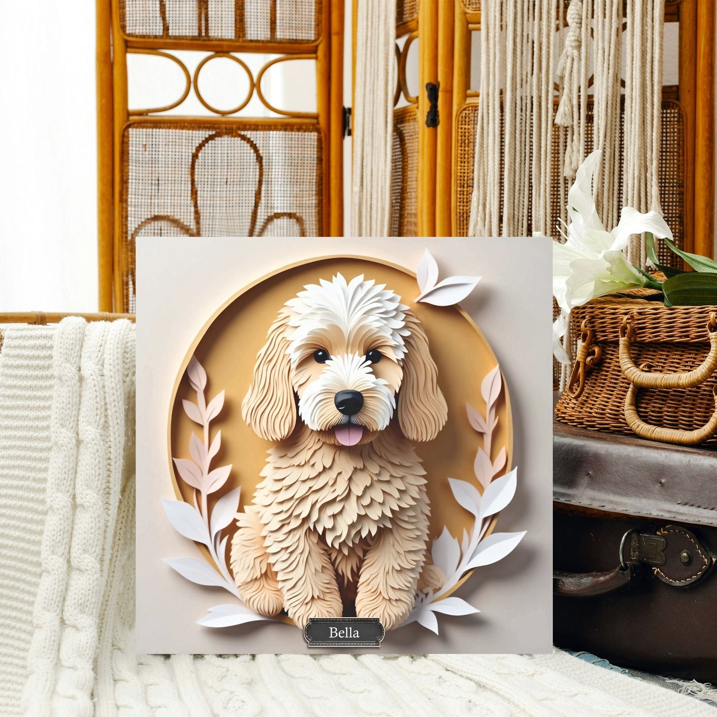 Labradoodle 3D Illusion Canvas Print With Name Personalization - Doodle Memorial Gift