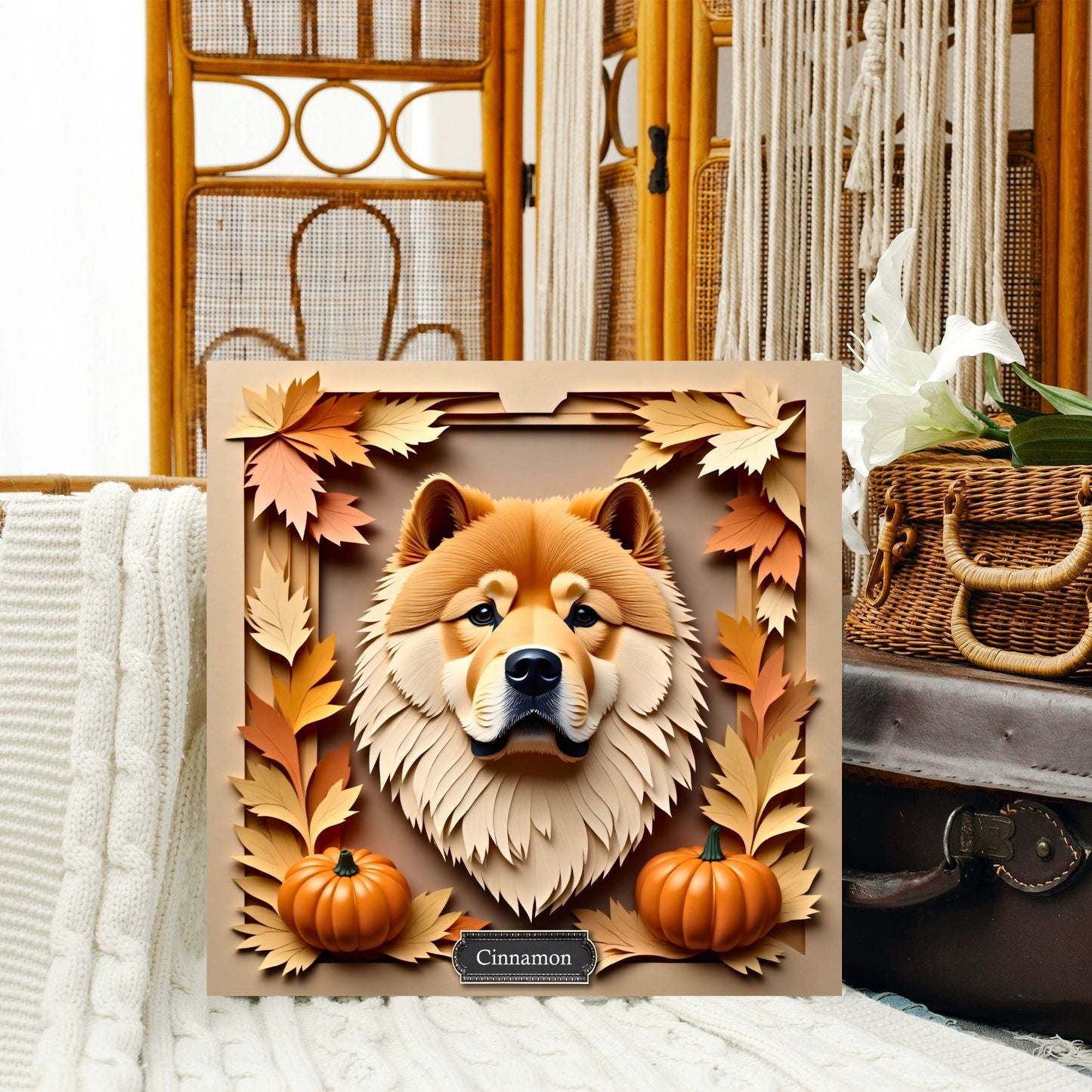 Chow Chow Autumn Wall Art - 3D Illusion Fall Pet Portrait
