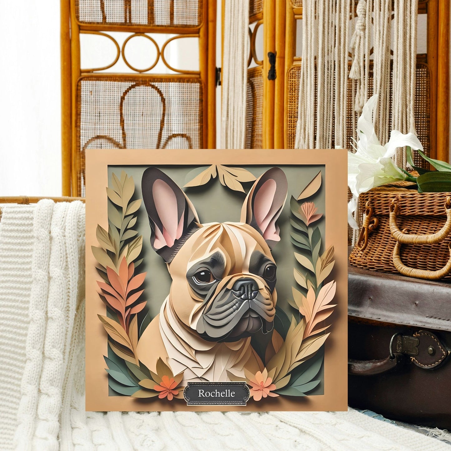 Fawn French Bulldog Canvas Print - Memorial Frenchie Portrait,