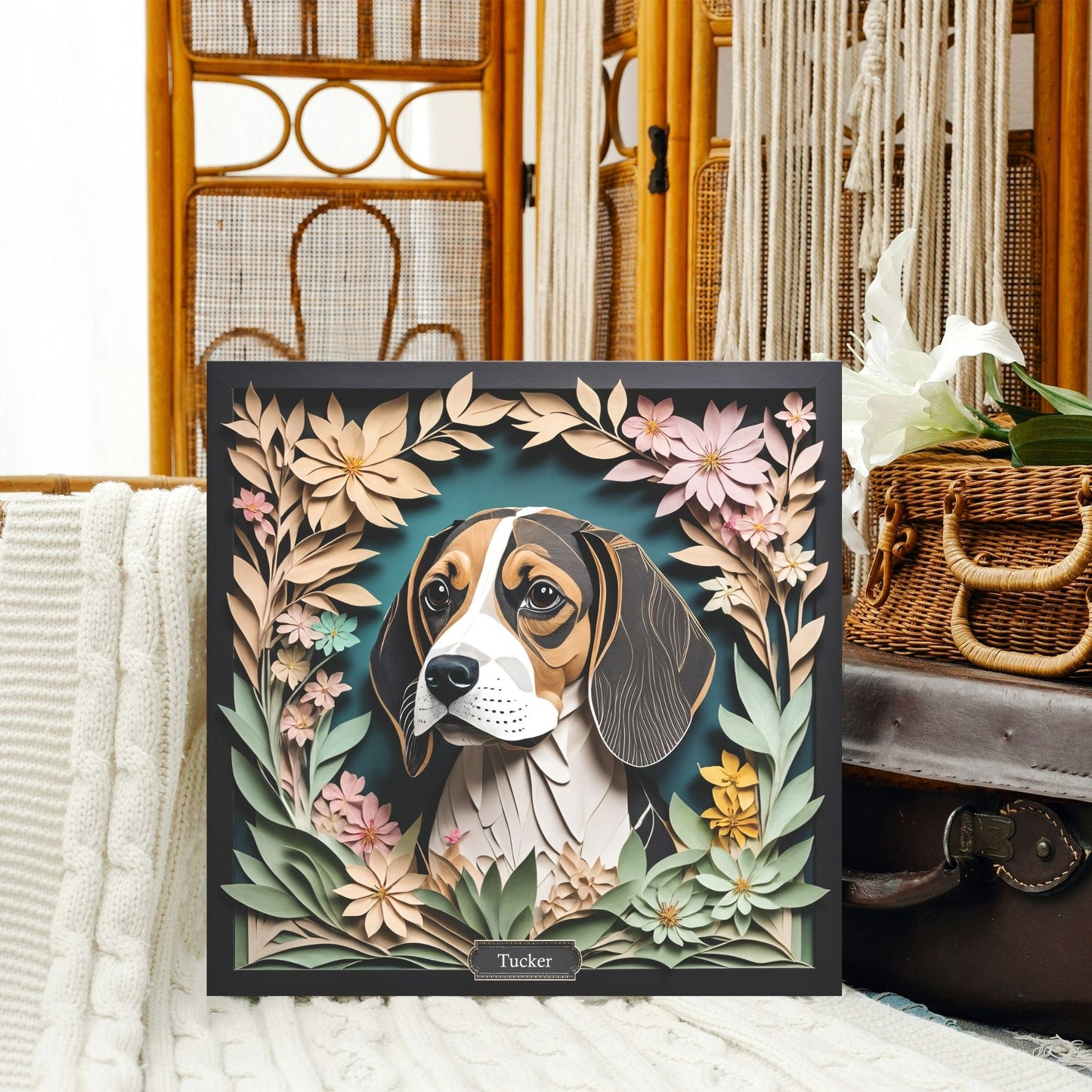 Beagle Portrait Canvas Wrap with Name Personalization, A Perfect Beagle Lover Gift