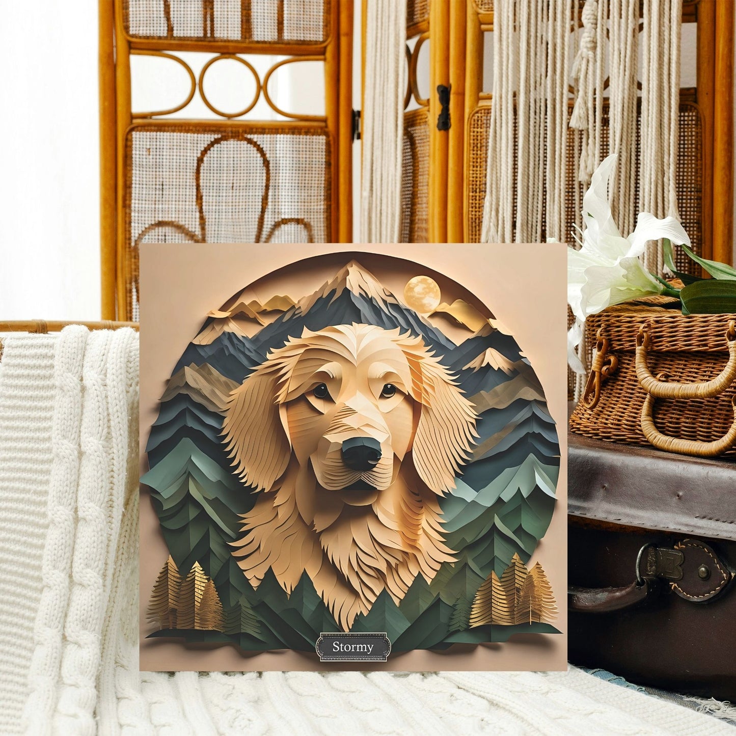 Yellow Labrador Mountain Setting Memorial Canvas or Wall Decor