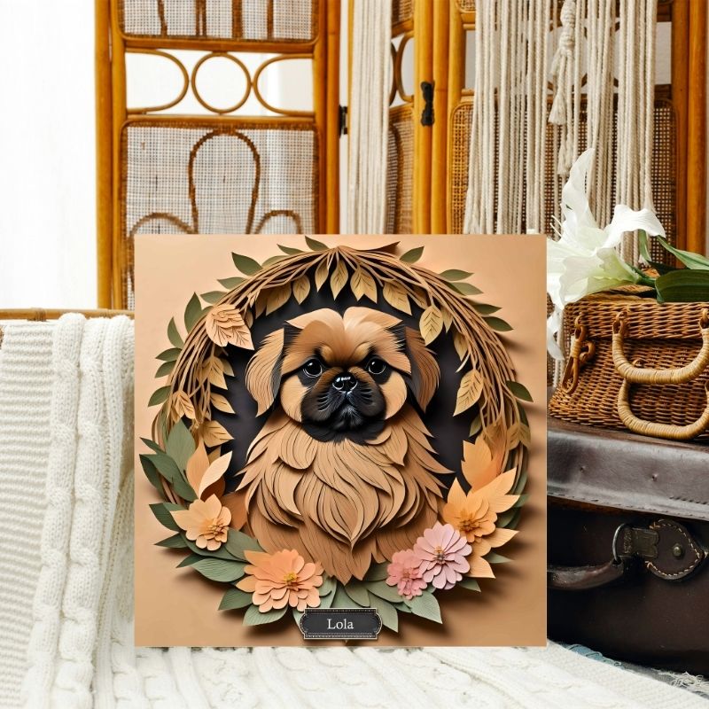 Brown Pekingese Dog Wall Art - Pekingese Dog Memorial Gift or Decor